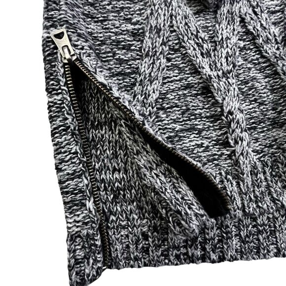 Citizen Wolf Cable Knit Sweater Men XXL Gray Fisherman Side Zippers Crew Neck - Picture 6 of 11